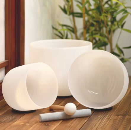 3 pcs Frosted Crystal Singing Bowl Sets